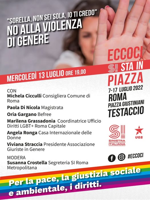 Sorella, non sei sola, io ti credo. No alla violenza di genere